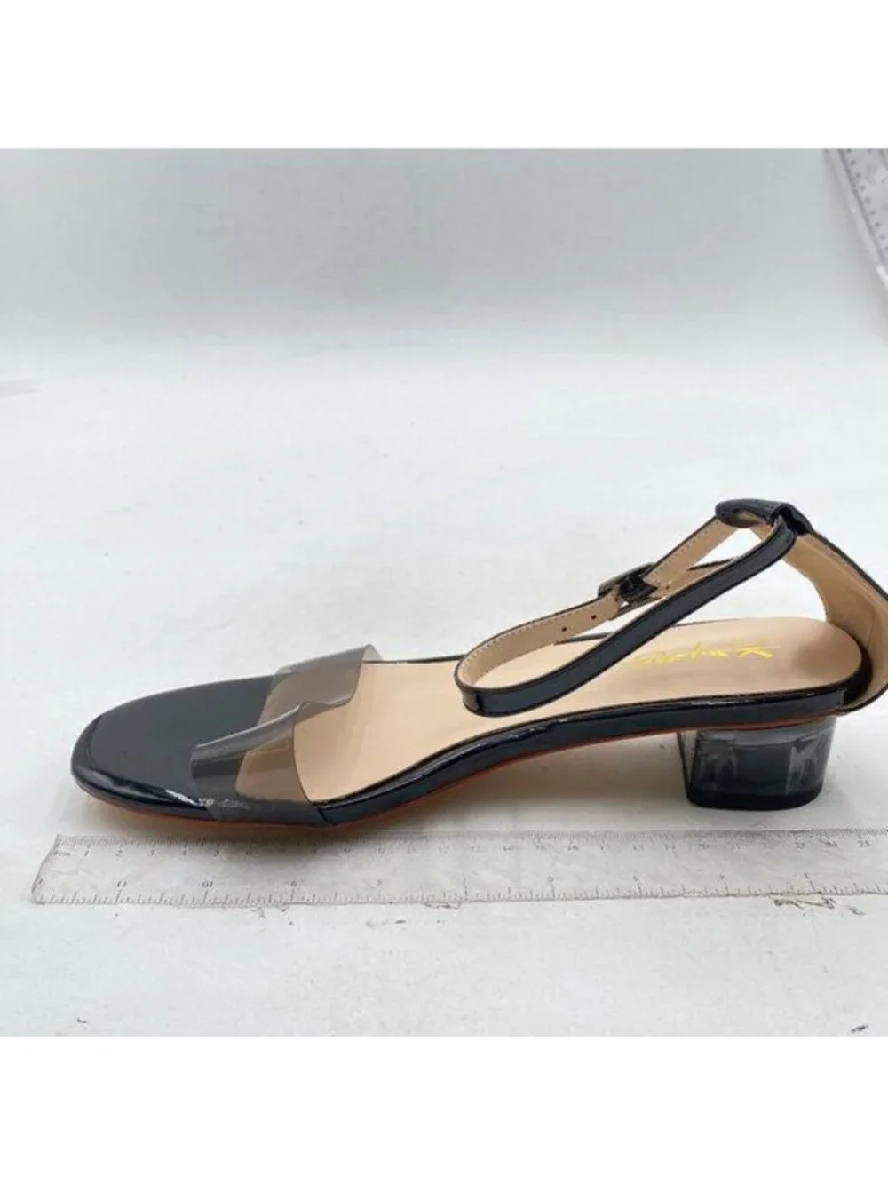 XYD Heels for Women Open Toe Sandals Buckled Low Chunky Block Pump Shoes Black